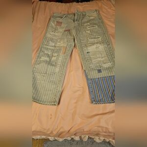 Patchwork Striped Women Jeans